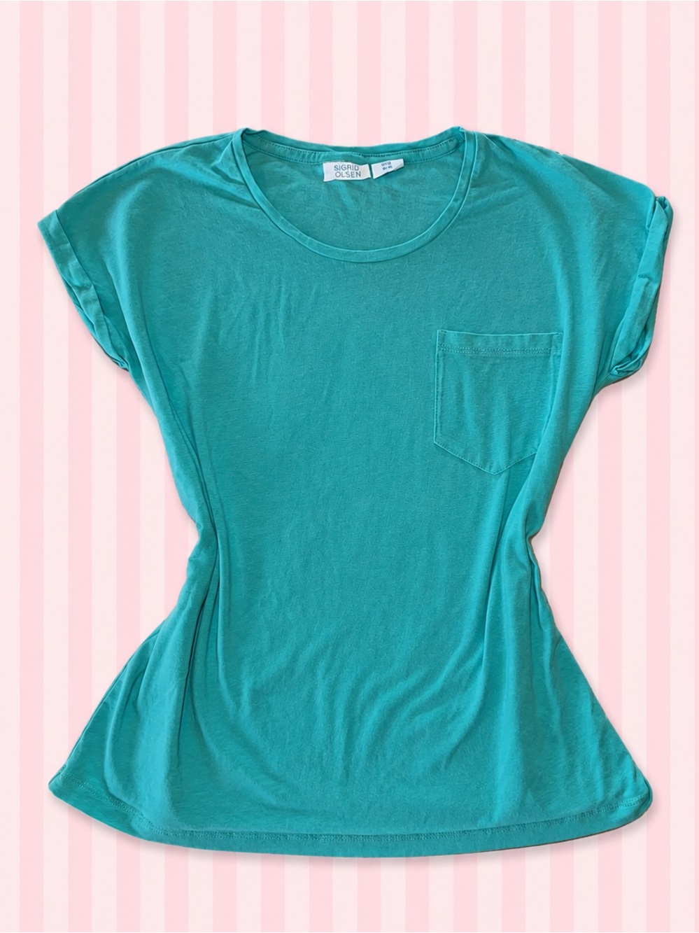 Sigrid Olsen Turquoise Blue Pocket Tee XS | Coastal Y2K Casual Top